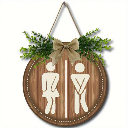 Wooden Toilet Signs Wall Hanging Gender Signage Decorative Bathroom Door Signs