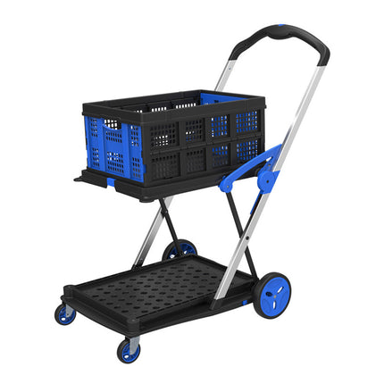 2 Tier Multi Functional Foldable Trolley Portable Storage Cart For Home Outdoor