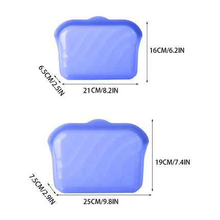 2PCS Food Grade Silicone Storage Bags Reusable Leakproof Seal Fresh Keeper