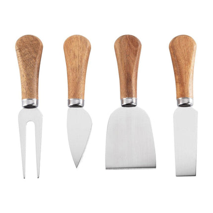 4 Piece Stainless Steel Cheese Knife Set Sharp Blades Ergonomic Handles Durable
