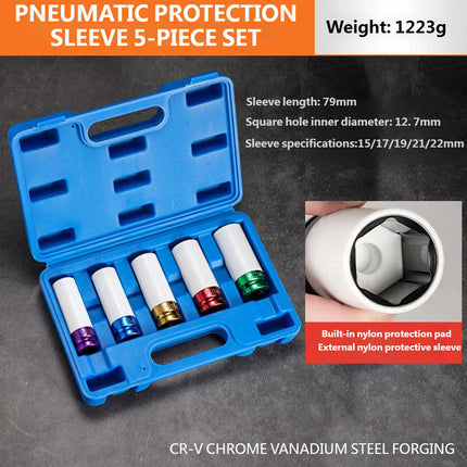 5 Piece Extra Long Lug Nut Impact Socket Set Wheel Hub Protection Heavy Duty