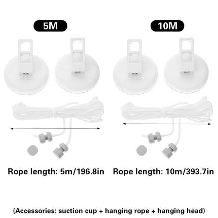 5m or 10m Wall-Mounted Suction Cup Clothesline Retractable Durable Sturdy Laundry