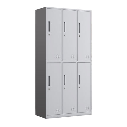 2 Tier Steel 6 Compartment Office Filing Storage Cabinet with Lock and Shelf