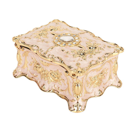 Retro Jewelry Box Trinket Organizer Alloy Crafts Ring Necklace Storage Box