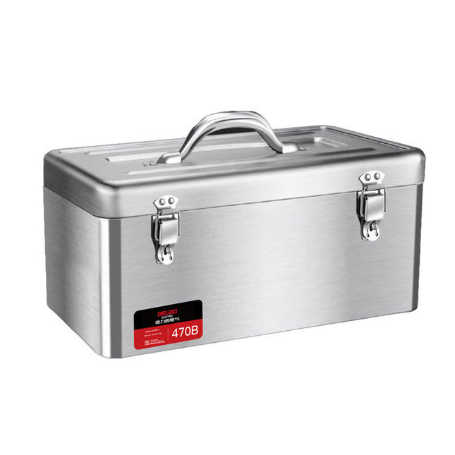 Portable Stainless Steel Toolbox Storage Organizer Durable Hand Carry Tool Case
