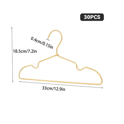 Gold Aluminum Small Clothes Hangers 30 Pack Compact