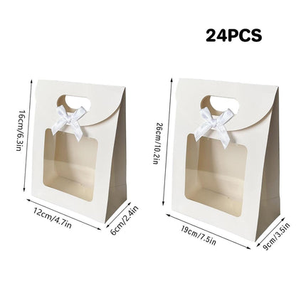 24PCS Bow Flap Tote Bag Reusable Shopping Carry Bag Gift Party Packaging Bag