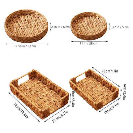 2pcs Rattan Fruit Tray Decorative Storage Trays Multipurpose Shelving Organizer