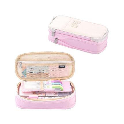 Expandable Canvas Pencil Case 3 Colours Zip Pouch