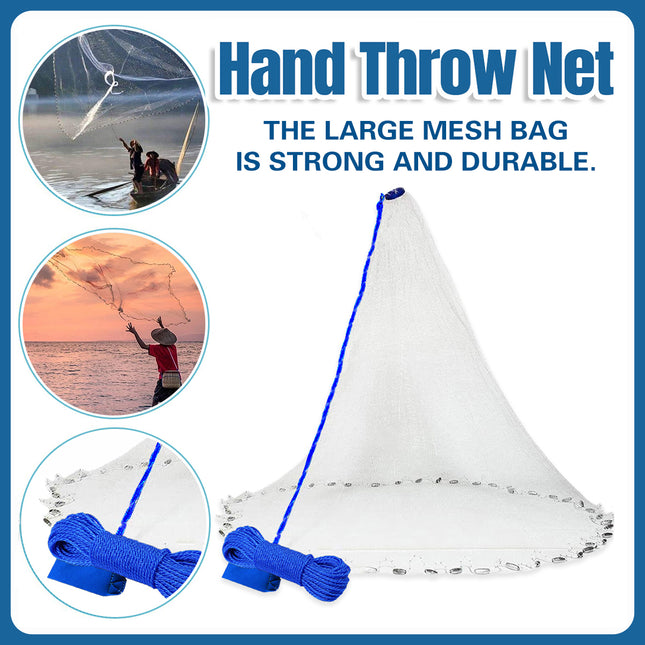 Hand Cast Net Ring Free Fishing Net for Outdoor Catching Shrimp Bait Fish