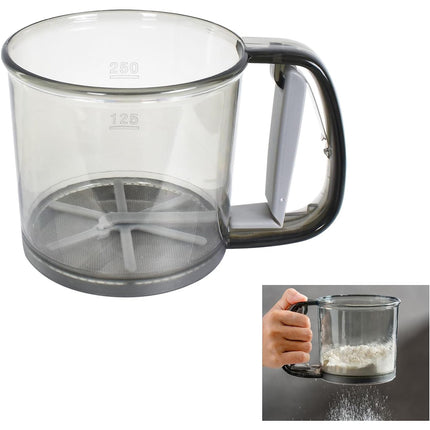Semi Automatic Hand Held Flour Sifter Baking Powder Strainer Sieve Kitchen Tool