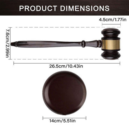 2PCS Wooden Judge Hammer Mallet Auction Mallet Handcrafted Craft Pendulum