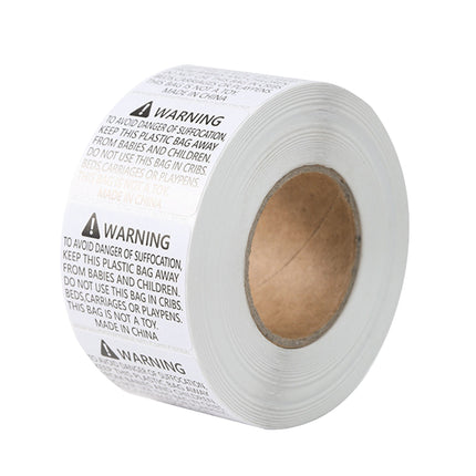 Suffocation Warning Labels Roll 3 Sizes Available Strong Water-Based Adhesive