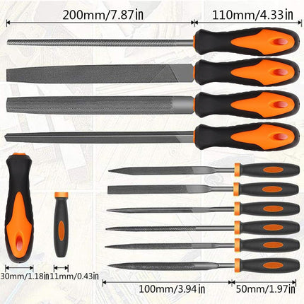 17 PCS Metal File Set Steel Grinding Tool Kit Iron Hand File Round Triangle