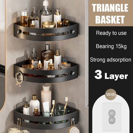Three-layer Bathroom Triangular Shelf Basic Model Hole-free Storage Towel Rack