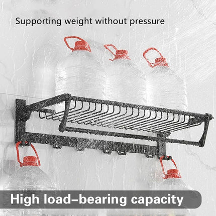 Aluminum Alloy Black Towel Rack Set Rustproof For Bathroom Organizer SpaceSaving