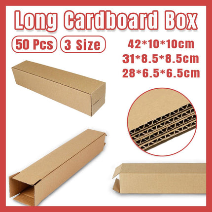 50pcs Long Strip Carton Flat Square Durable Shipping Boxes for Packaging Storage