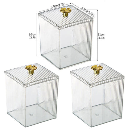 3PCS Transparent Storage Box Desktop Organiser Small Clear Container for Office