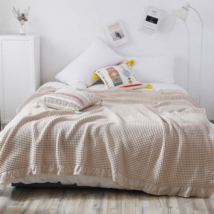 Waffle Sofa Blanket Thin Lightweight Throw Soft Cover Couch Bed Living Room Use