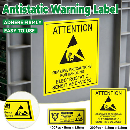 Anti Static Warning Sticker Label Easy to Use Eye-Catching for PC Electronics