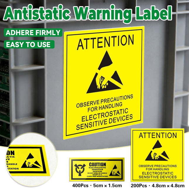 Anti Static Warning Sticker Label Easy to Use Eye-Catching for PC Electronics