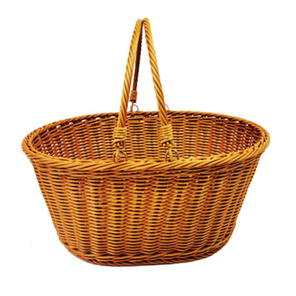 Portable Picnic Basket Imitation Rattan Storage Basket for Carrying and Picking