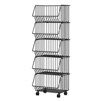 5-Layer Kitchen Storage Rack Rolling Cart Durable for Fruits Vegetables Pantry