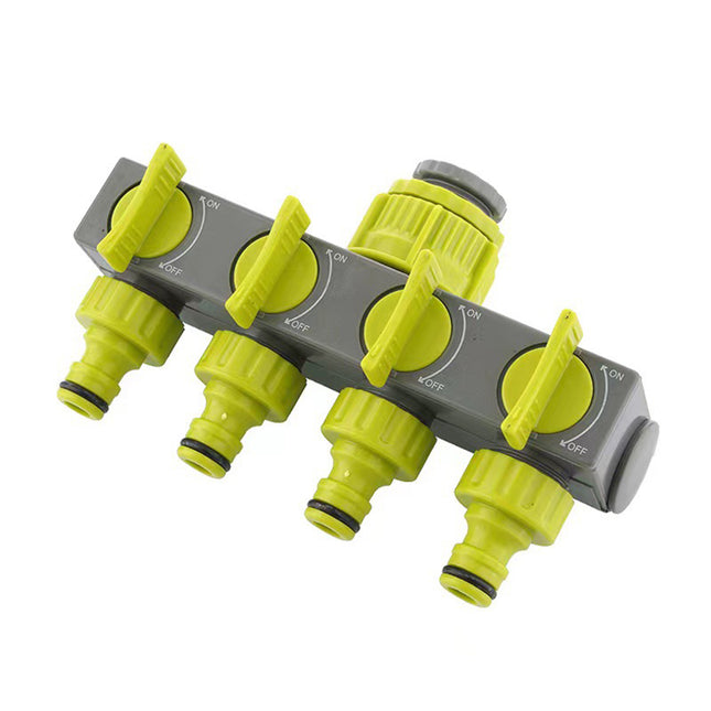 Garden Hose Splitter 4 Way Tap Connector With Valve for Lawn Irrigation System