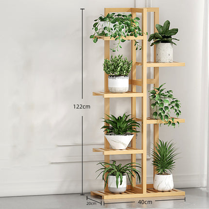 5/6 Tier Bamboo Minimalist Flower Plant Stand Home Balcony Garden Floor Rack