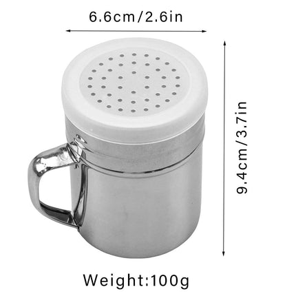 Stainless Steel Dusting Canister with Lid and Handle Kitchen Storage Container