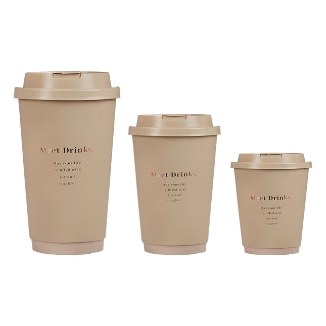 50PCS Coffee Paper Cups with Lids 330/380/500ml Disposable Takeaway Hot Drink