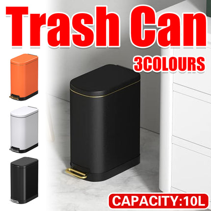 10L Stainless Steel Pedal Trash Can Hands Free Anti Odor Easy Clean Waste Bin