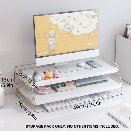 Double Layer Acrylic Desktop Organiser Stable Clear for Desk Monitor Riser Use