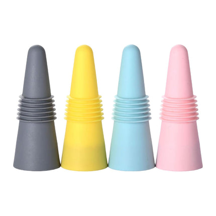 4 PCS Silicone Bottle Stoppers – Reusable Wine Beverage Sealer Bar Tool Set