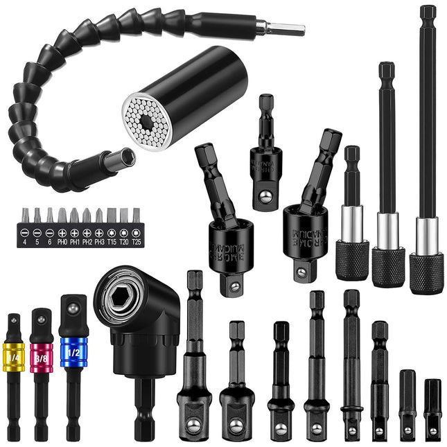 31PCS Flexible Shaft Extension Set Quick Change Tool Adapter Conversion Rod Kit