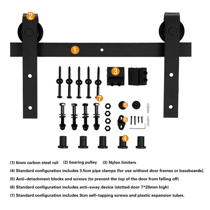 Sliding Door Track Kit with Carbon Steel Rail and Nylon Pulleys