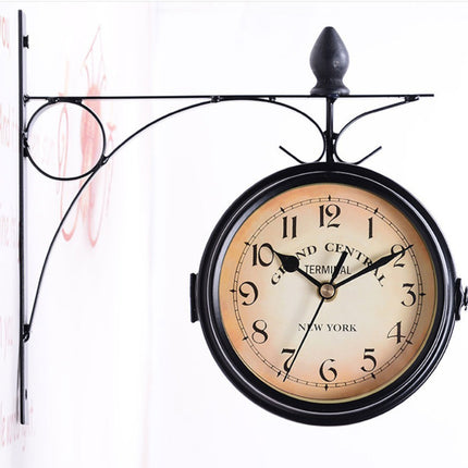 Vintage Outdoor Bracket Clock Garden Station Wall Clock Double Sided Clock