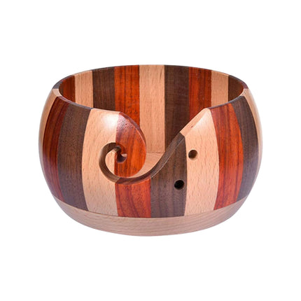 Wooden Round Yarn Bowl Handmade Durable for Knitting Crocheting Craft Use