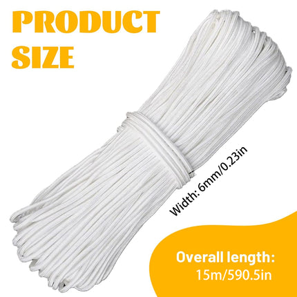 White Braided Rope Nylon Core Spun Rope Wear Resistant Binding Umbrella Rope