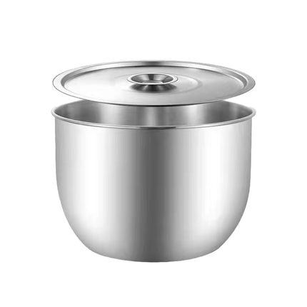 Food-Grade Stainless Steel Mixing Bowl with Lid - Deep Kitchen Prep Basin