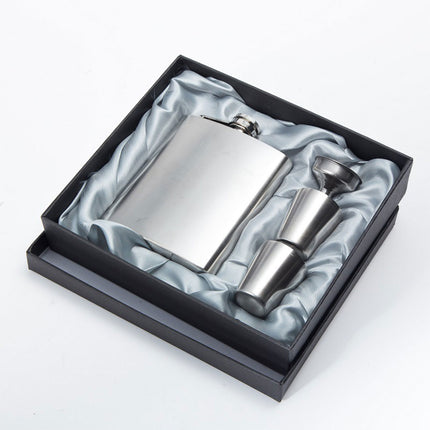 Stainless Steel Hip Flask Gift Set with Funnel and Cups Portable 7oz Metal Flask