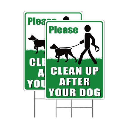 2PCS Clean Up After Your Dog Sign Dog Litter Clean Up Sign 20x30cm Stable Sturdy