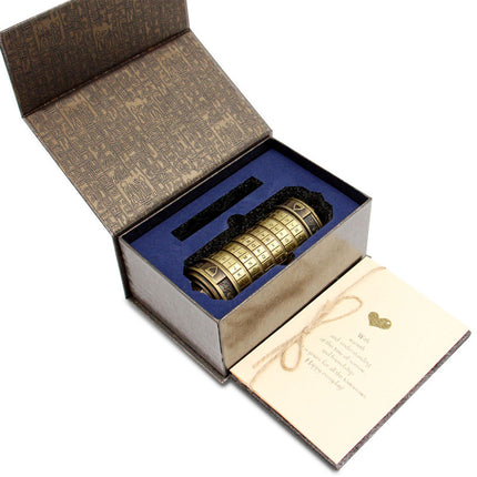 Da Vinci Code Lock Cylinder Vintage Puzzle Box Secret Compartment Bronze Style