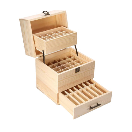 Three Tier Wooden Essential Oil Storage Box with Drawer