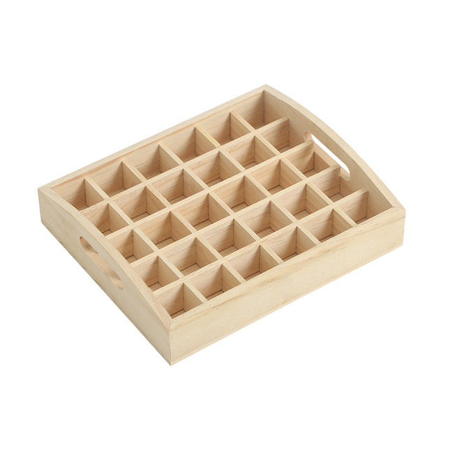 Essential Oil Tray 15ml Capacity 30 Grid Solid Wood Organize Display Storage