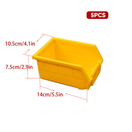 Yellow Plastic Parts Bins 5 Pack 14x10.5x7.5cm