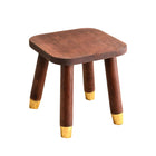Solid Wood Low Stool in Walnut with Rounded Corners for Entryway