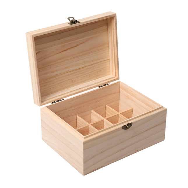 Large Capacity Solid Wood 15-Slot Essential Oil Storage Box Dustproof Durable