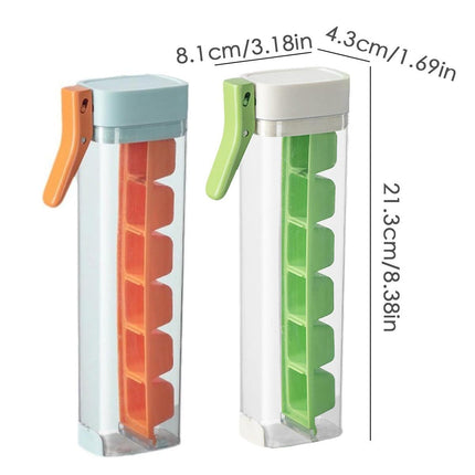 2pcs Press Ice Cube Tray 6 Grid Small Mould with Lid Ice Storage Box for Freezer