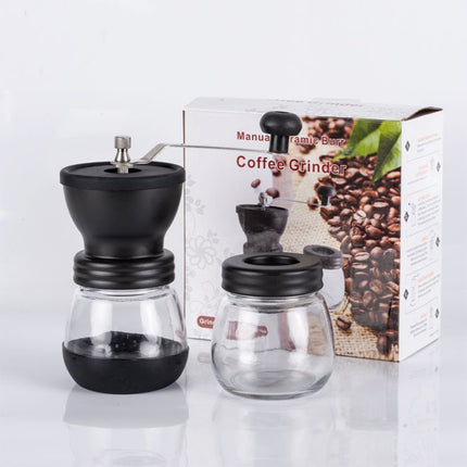 Manual Coffee Bean Grinder Glass Hand Crank Portable Grinding Mill for Home Use